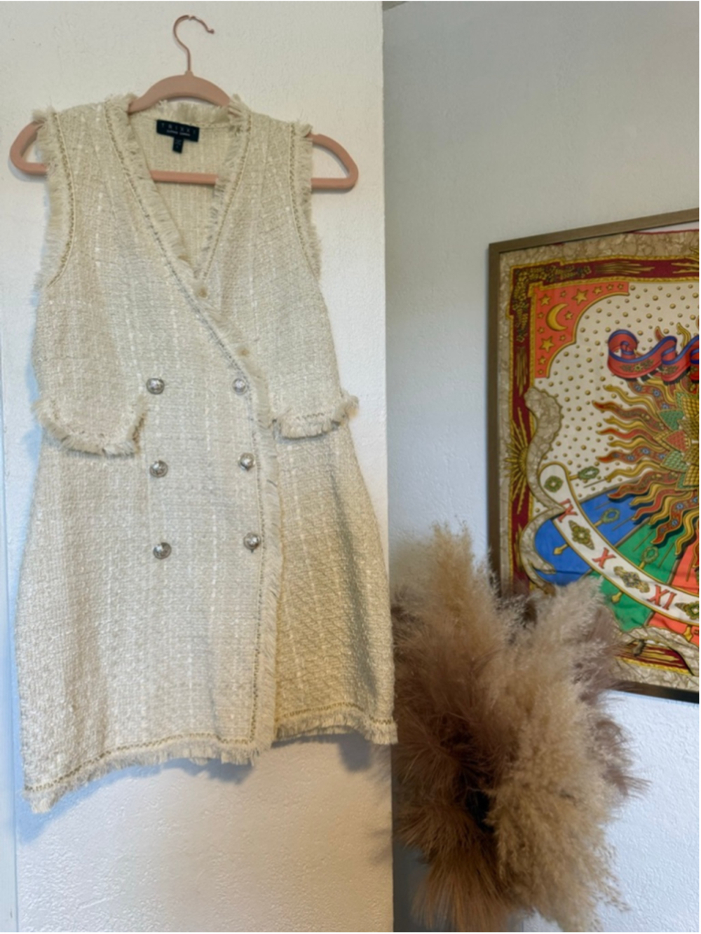 Preowned, Women's Trixxi Cream Tweed Mini Dress, size Large